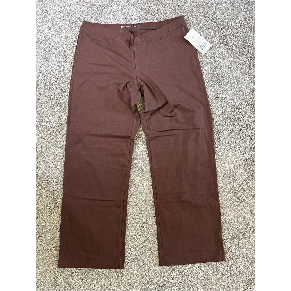 NWT Stonewear Women's Classic Yoga Pants Brown Size Large Petite